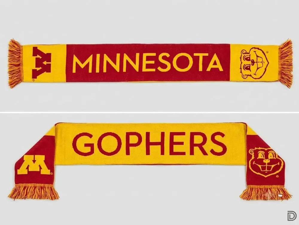 Vintage Minnesota Golden Gophers Stadium Scarf - Reversible Maroon & Gold